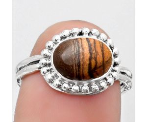 Natural Chocolate Jasper Ring size-8 SDR186536 R-1071, 8x10 mm