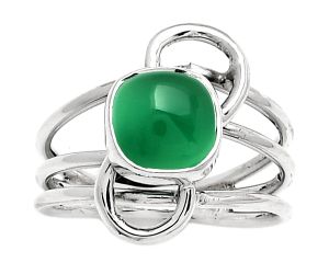 Natural Green Onyx Ring size-8 SDR186576 R-1141, 8x8 mm