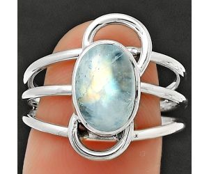 Natural Rainbow Moonstone - India Ring size-8 SDR186583 R-1141, 8x11 mm