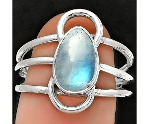 Natural Rainbow Moonstone - India Ring size-8 SDR186585 R-1141, 7x11 mm