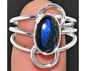 Blue Fire Labradorite - Madagascar Ring size-8 SDR186589 R-1141, 7x12 mm