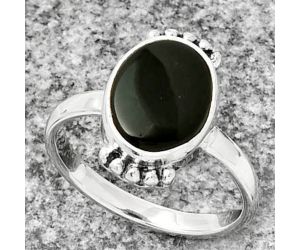 Natural Black Onyx - Brazil Ring size-7.5 SDR186605 R-1102, 8x12 mm