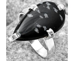 Natural Snow Flake Obsidian Ring size-7.5 SDR187008 R-1089, 12x21 mm