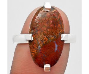 Natural Red Moss Agate Ring size-9.5 SDR187025 R-1089, 12x21 mm