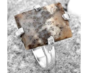 Natural Russian Honey Dendrite Opal Ring size-7.5 SDR187028, 12x16 mm