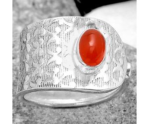 Adjustable - Natural Carnelian Ring size-7 SDR187092 R-1319, 5x7 mm