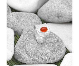 Adjustable - Natural Carnelian Ring size-6.5 SDR187104 R-1319, 5x7 mm