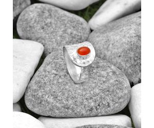 Adjustable - Natural Carnelian Ring size-7 SDR187147 R-1319, 5x7 mm
