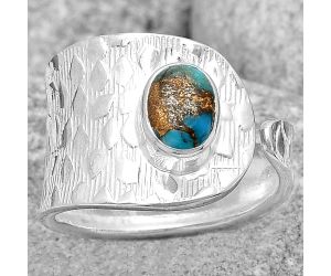 Adjustable - Copper Blue Turquoise Ring size-7 SDR187161 R-1319, 5x7 mm