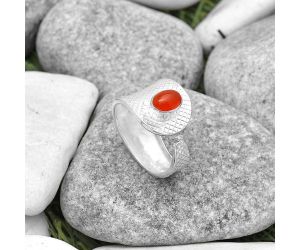 Adjustable - Natural Carnelian Ring size-7 SDR187185 R-1319, 5x7 mm