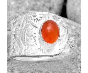 Adjustable - Natural Carnelian Ring size-7 SDR187224 R-1319, 5x7 mm