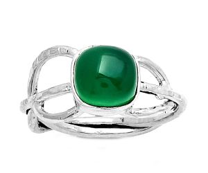 Natural Green Onyx Ring size-7 SDR187262 R-1139, 8x8 mm