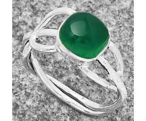 Natural Green Onyx Ring size-7 SDR187262 R-1139, 8x8 mm