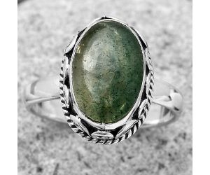 Natural Green Aventurine Ring size-7.5 SDR187398 R-1196, 9x13 mm