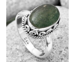 Natural Green Aventurine Ring size-7.5 SDR187398 R-1196, 9x13 mm