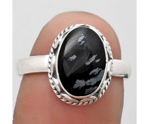 Natural Snow Flake Obsidian Ring size-7.5 SDR187416 R-1196, 8x12 mm