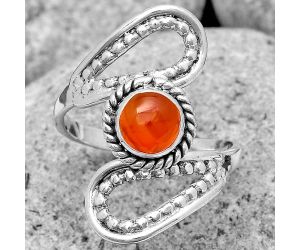 Natural Carnelian Ring size-7.5 SDR187565 R-1514, 7x7 mm
