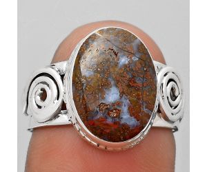 Natural Red Moss Agate Ring size-6.5 SDR187600 R-1315, 10x14 mm