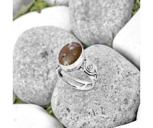 Natural Red Moss Agate Ring size-6.5 SDR187600 R-1315, 10x14 mm
