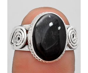Natural Snow Flake Obsidian Ring size-7 SDR187611 R-1315, 10x14 mm