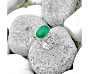 Natural Green Onyx Ring size-7.5 SDR187617 R-1315, 10x14 mm