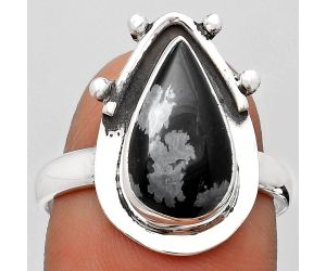Natural Snow Flake Obsidian Ring size-8.5 SDR187655 R-1513, 8x14 mm