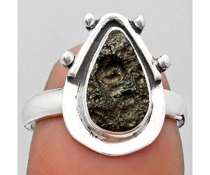 Natural Tektite Rough - Greek Ring size-7 SDR187666 R-1513, 7x12 mm