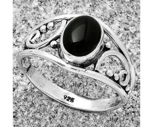 Natural Black Onyx - Brazil Ring size-7 SDR188039 R-1270, 6x8 mm
