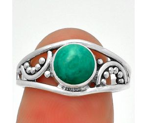 Natural Turquoise Magnesite Ring size-8.5 SDR188079 R-1270, 7x7 mm