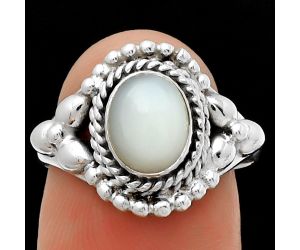 Natural White Opal Ring size-7 SDR188261 R-1286, 6x8 mm
