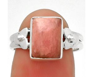 Natural Pink Tulip Quartz Ring size-7 SDR188469 R-1509, 8x11 mm