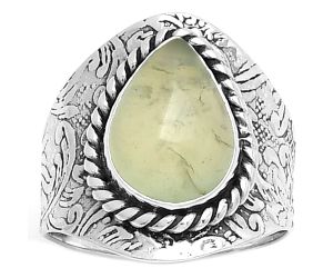 Natural Prehnite Ring size-8.5 SDR188523 R-1538, 10x14 mm