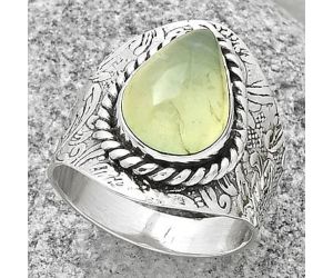 Natural Prehnite Ring size-8.5 SDR188523 R-1538, 10x14 mm