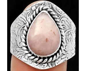 Natural Pink Scolecite Ring size-8.5 SDR188542 R-1538, 9x13 mm