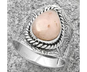 Natural Pink Scolecite Ring size-8.5 SDR188542 R-1538, 9x13 mm