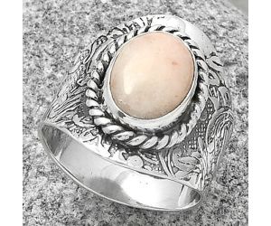 Natural Pink Scolecite Ring size-8 SDR188543 R-1538, 9x12 mm