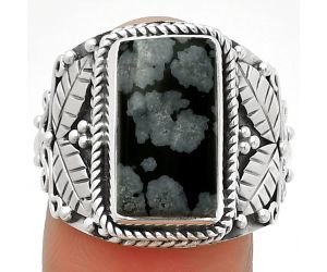 Southwest Design - Natural Snow Flake Obsidian Ring size-8 SDR188578 R-1387, 8x14 mm