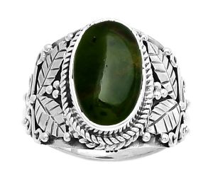 Southwest Design - Natural Chrome Chalcedony Ring size-7.5 SDR188579 R-1387, 8x14 mm