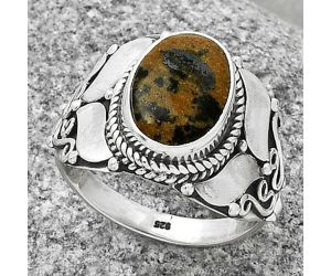 Natural Russian Honey Dendrite Opal Ring size-8 SDR188634, 8x12 mm