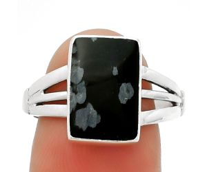 Natural Snow Flake Obsidian Ring size-8.5 SDR188690 R-1003, 9x13 mm
