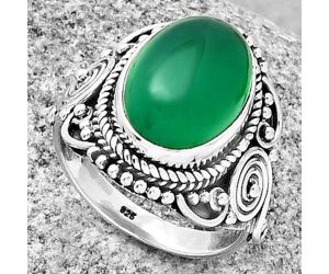 Natural Green Onyx Ring size-7.5 SDR188714 R-1291, 10x14 mm