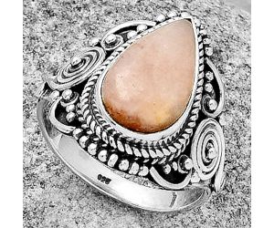 Natural Pink Scolecite Ring size-8 SDR188739 R-1291, 9x15 mm