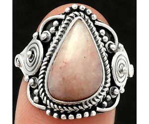 Natural Pink Scolecite Ring size-7.5 SDR188741 R-1291, 9x14 mm