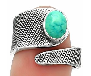Natural Turquoise Magnesite Ring size-7.5 SDR188749 R-1374, 6x8 mm