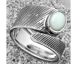 Adjustable - Natural White Opal Ring size-8.5 SDR188784 R-1374, 6x8 mm
