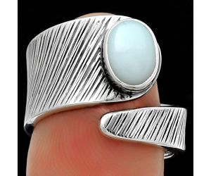 Adjustable - Natural White Opal Ring size-7.5 SDR188786 R-1374, 6x8 mm