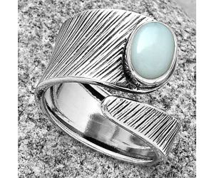 Adjustable - Natural White Opal Ring size-7.5 SDR188786 R-1374, 6x8 mm