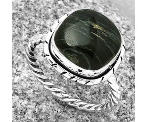 Natural Silver Leaf Obsidian Ring size-8 SDR188792 R-1011, 12x12 mm