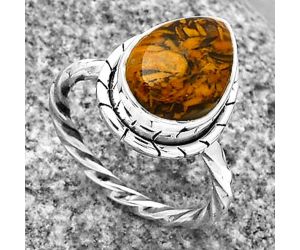 Natural Coquina Fossil Jasper - India Ring size-6 SDR188808 R-1011, 9x13 mm