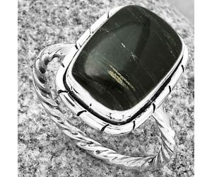 Natural Silver Leaf Obsidian Ring size-9 SDR188816 R-1011, 10x15 mm
